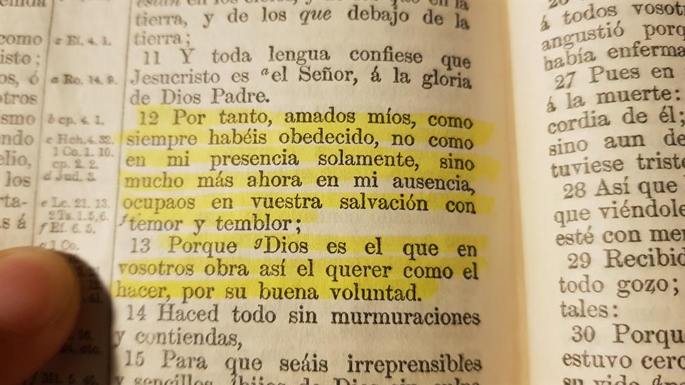 Filipenses 2, versiculos 12 y 13